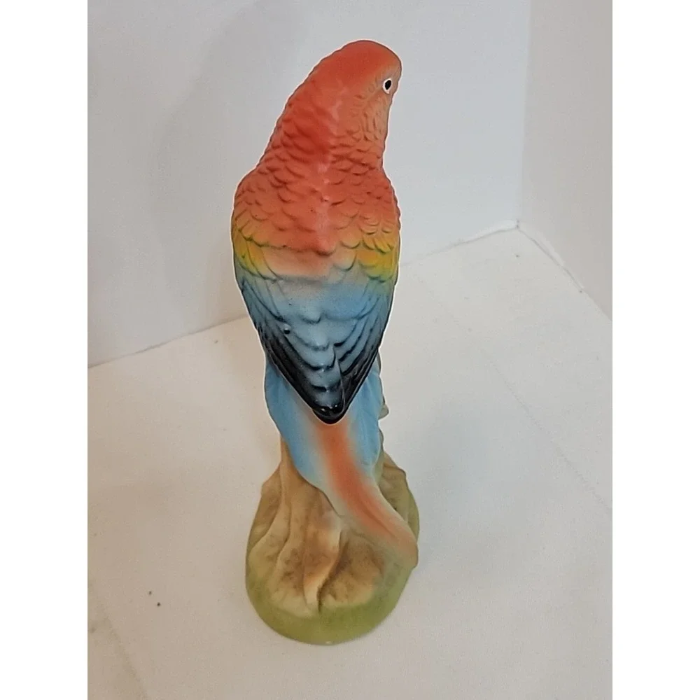 Vintage Ceramic Parrot Flowers Orange Made In Japan Mint Condition 5.25
